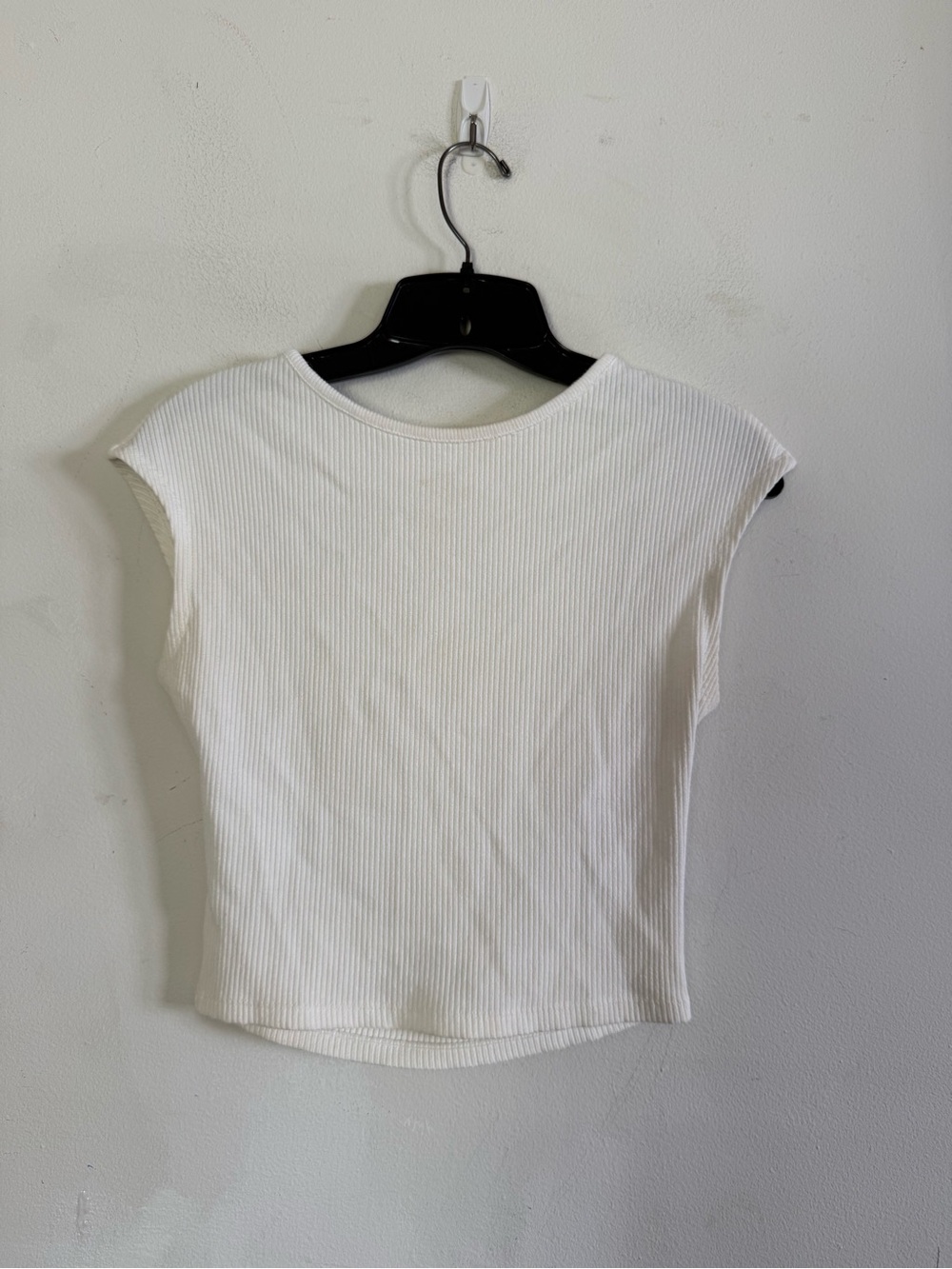 Zara Womens Ribbed White Knit High Neck Low Back Top, Size Large